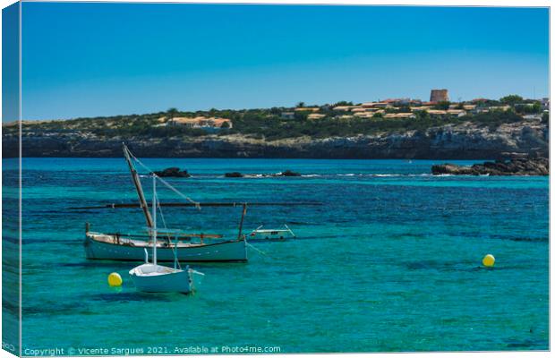 Fishing boats and two buoys Canvas Print by Vicente Sargues