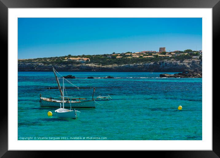 Fishing boats and two buoys Framed Mounted Print by Vicente Sargues