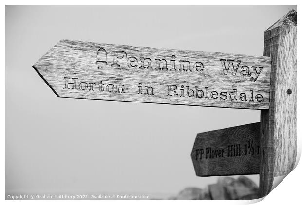 Pennine Way footpath signpost Print by Graham Lathbury
