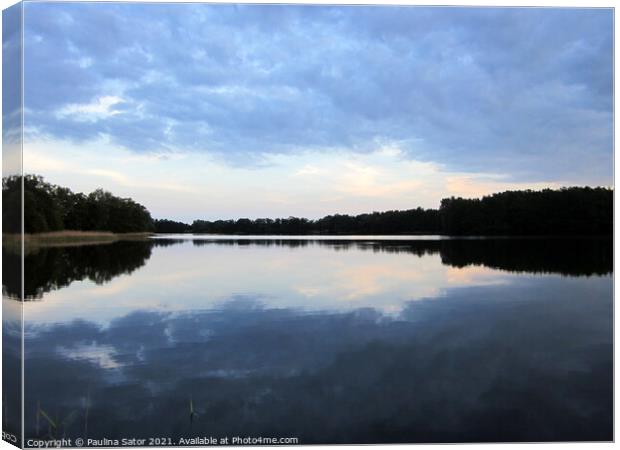 Quiet and peaceful lake. Poland, Masuria Canvas Print by Paulina Sator