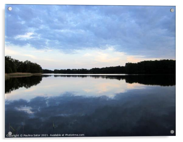 Quiet and peaceful lake. Poland, Masuria Acrylic by Paulina Sator