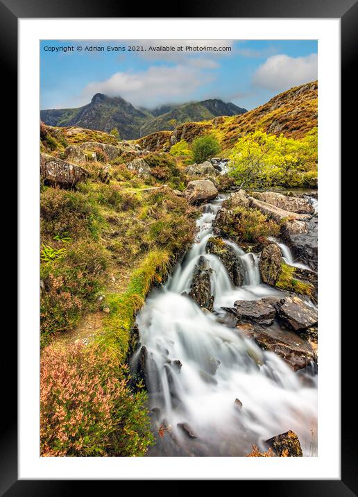 Cwm Idwal Rapids Snowdonia Wales Framed Mounted Print by Adrian Evans