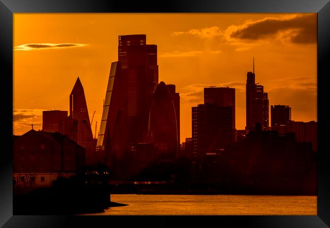 Sunset Over The City of London Framed Print by peter tachauer
