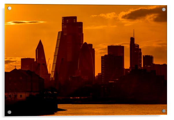 Sunset Over The City of London Acrylic by peter tachauer