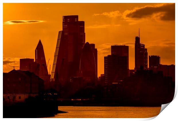Sunset Over The City of London Print by peter tachauer