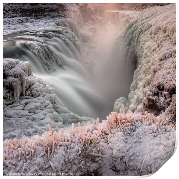 Gullfoss Peach Square Print by Tony Prower