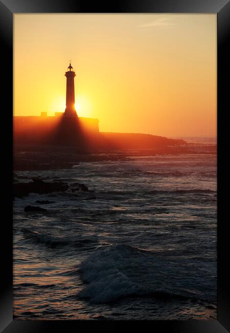 Lighthouse at Sunset, Rabat, Morocco Framed Print by Neil Overy