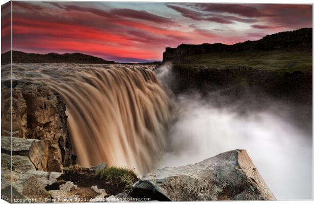 Dettifoss Red Canvas Print by Tony Prower