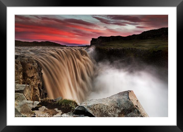Dettifoss Red Framed Mounted Print by Tony Prower