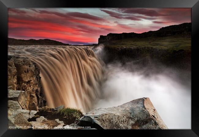 Dettifoss Red Framed Print by Tony Prower