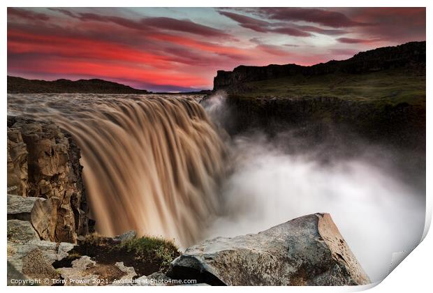 Dettifoss Red Print by Tony Prower