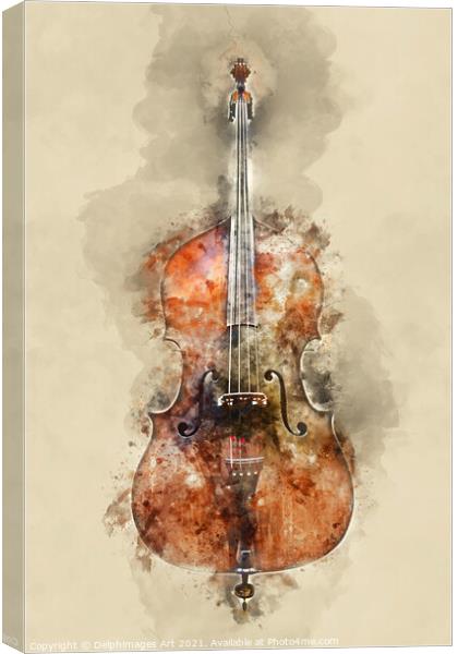 Ancient cello, music instrument  watercolor Canvas Print by Delphimages Art