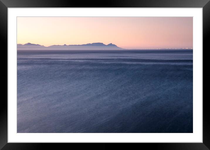 Cape Town at sunset over False Bay, South Africa Framed Mounted Print by Neil Overy