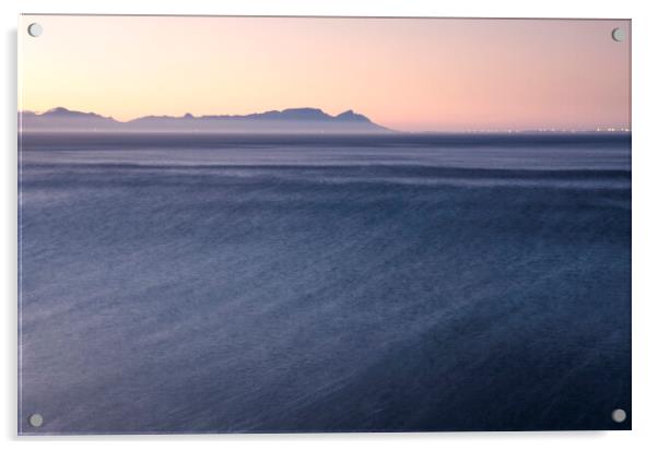 Cape Town at sunset over False Bay, South Africa Acrylic by Neil Overy