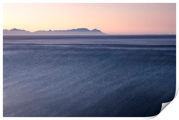Cape Town at sunset over False Bay, South Africa Print by Neil Overy