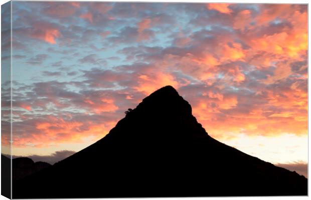 Sunset over Lion's Head Mountain, Cape Town, South Africa Canvas Print by Neil Overy