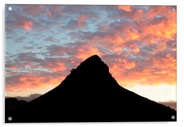 Sunset over Lion's Head Mountain, Cape Town, South Africa Acrylic by Neil Overy