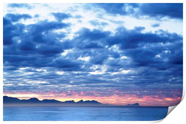 Sunset over False Bay, South Africa Print by Neil Overy