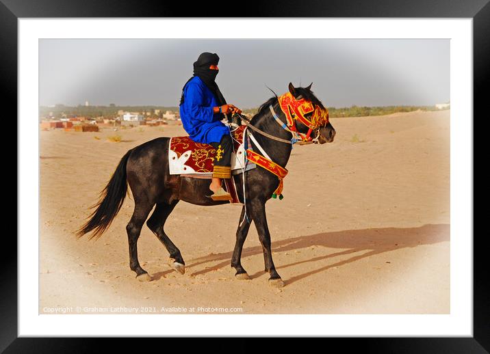 Tunisian Horse Rider Framed Mounted Print by Graham Lathbury