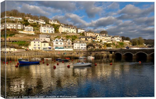 Reflections on The River Looe Canvas Print by Rosie Spooner