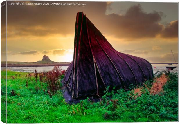 A traditional Boat Shed of Holy Island,  Lindisfar Canvas Print by Navin Mistry