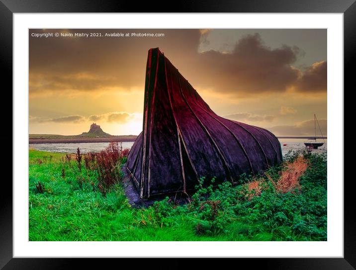 A traditional Boat Shed of Holy Island,  Lindisfar Framed Mounted Print by Navin Mistry