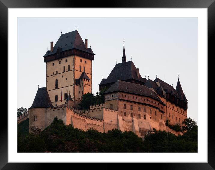 Gothic Karlstejn Castle at Sunset in Bohemia Czech Republic Framed Mounted Print by Dietmar Rauscher