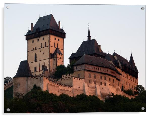Gothic Karlstejn Castle at Sunset in Bohemia Czech Republic Acrylic by Dietmar Rauscher