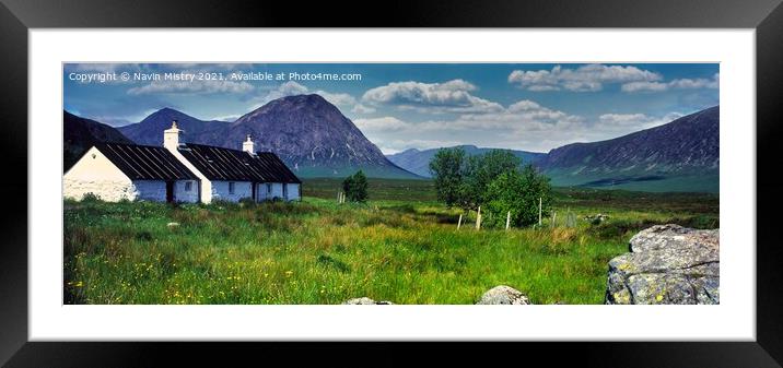 A Panoramic View of Black Rock Cottage, Glen Coe, Scotland Framed Mounted Print by Navin Mistry
