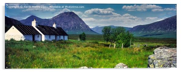 A Panoramic View of Black Rock Cottage, Glen Coe, Scotland Acrylic by Navin Mistry