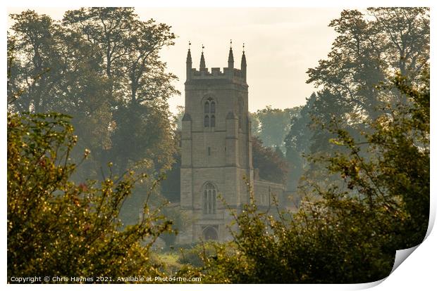 St Edmund's Church in the Morning Mist Print by Chris Haynes