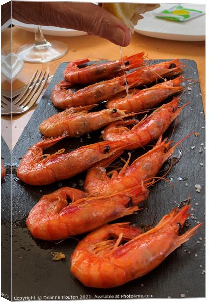 Succulent Mediterranean Shrimp aka Prawns and Gamb Canvas Print by Deanne Flouton