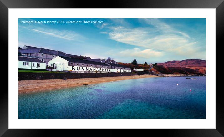 A Panoramic view of the Bunnahabhain Distillery, I Framed Mounted Print by Navin Mistry