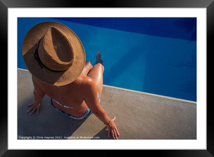 Chilling by the pool in Mexico  Framed Mounted Print by Chris Haynes