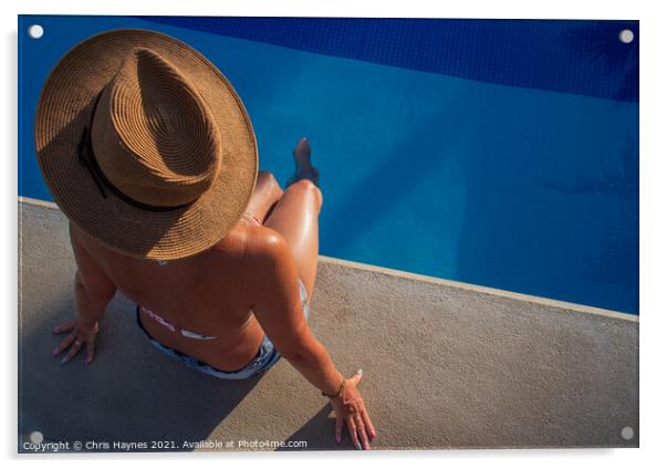 Chilling by the pool in Mexico  Acrylic by Chris Haynes