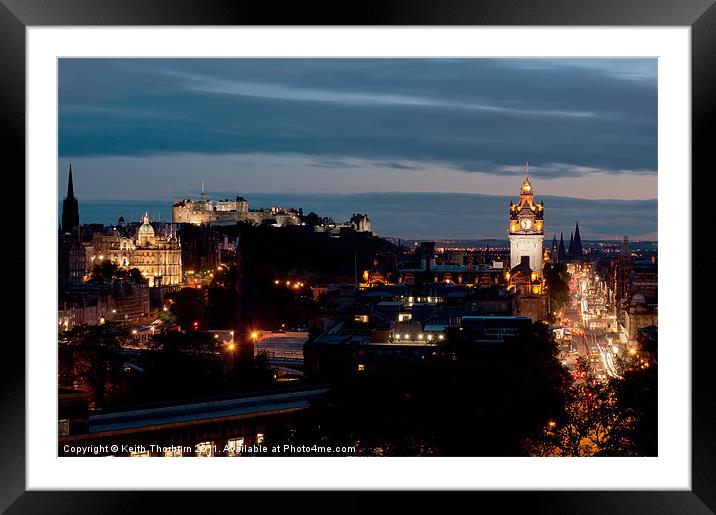 Edinburgh City by Night Framed Mounted Print by Keith Thorburn EFIAP/b