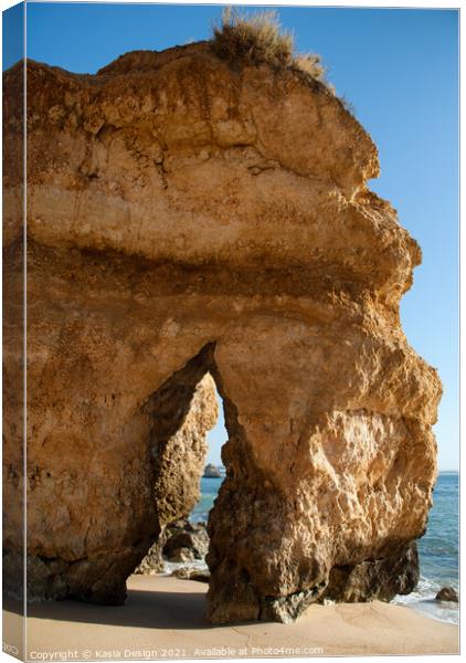 Rock Arch, Praia do Camilo, Algarve, Portugal Canvas Print by Kasia Design