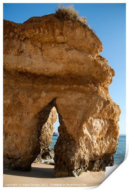 Rock Arch, Praia do Camilo, Algarve, Portugal Print by Kasia Design