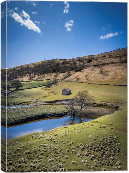 A bend in the river, Yorkshire Dales. Canvas Print by Chris North