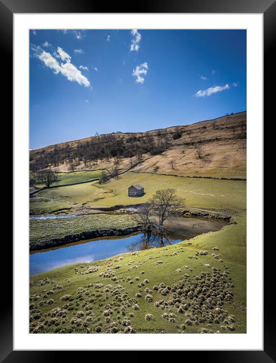 A bend in the river, Yorkshire Dales. Framed Mounted Print by Chris North