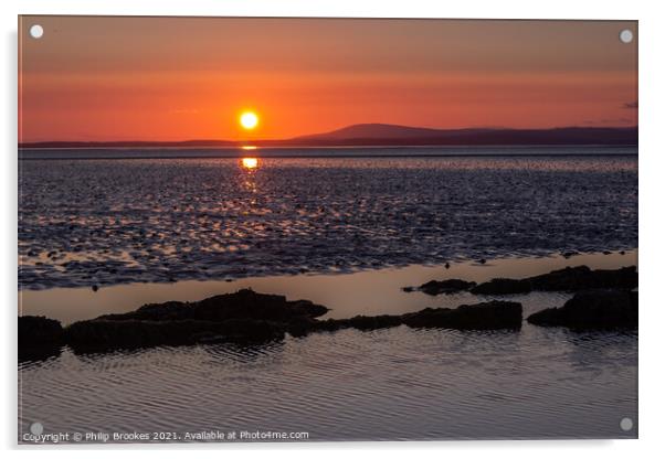Morecambe Bay Sunset Acrylic by Philip Brookes