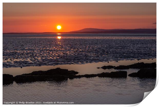 Morecambe Bay Sunset Print by Philip Brookes