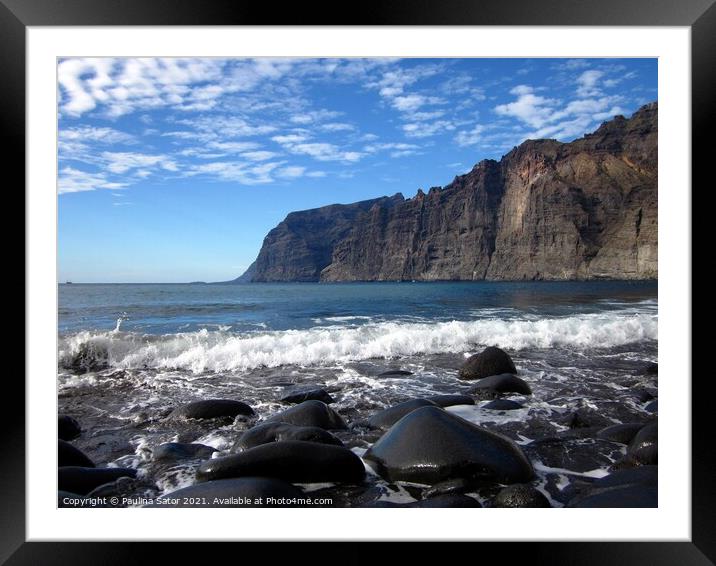 Small beach located on Los Gigantes, Tenerife Framed Mounted Print by Paulina Sator