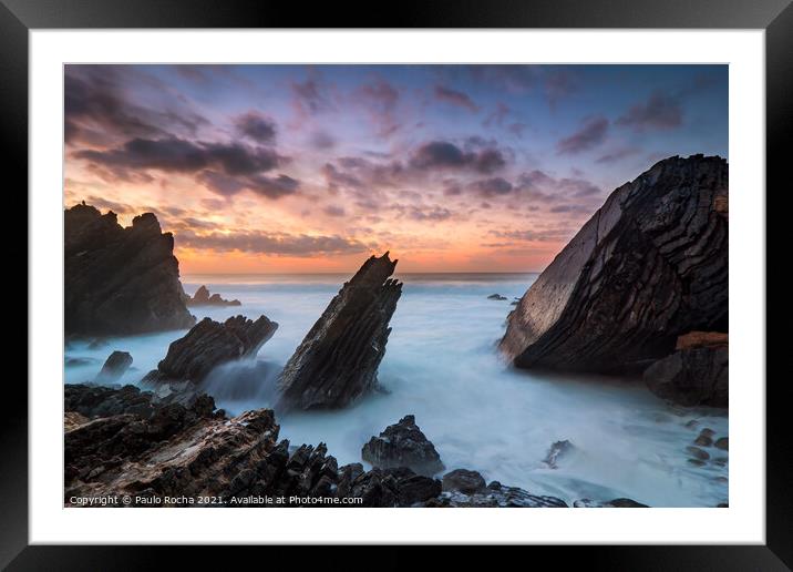 Rocky coastline in Sintra-Cascais natural park, Portugal Framed Mounted Print by Paulo Rocha