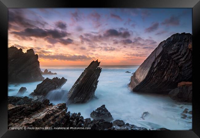 Rocky coastline in Sintra-Cascais natural park, Portugal Framed Print by Paulo Rocha