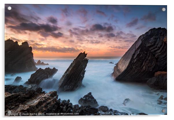 Rocky coastline in Sintra-Cascais natural park, Portugal Acrylic by Paulo Rocha