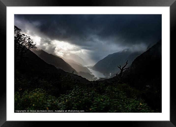 Cloudy Dawn At Doubtful Sound Framed Mounted Print by Steve de Roeck