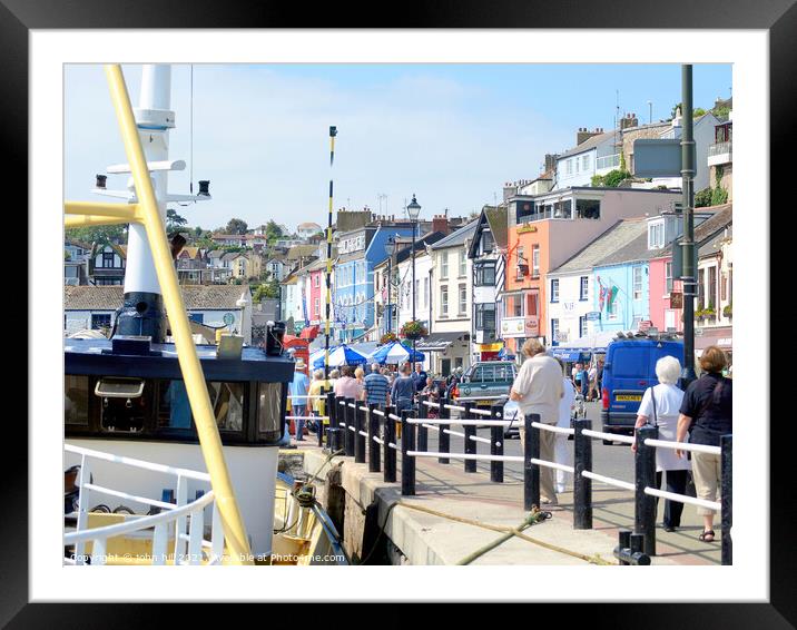 Brixham seafront in Devon. Framed Mounted Print by john hill