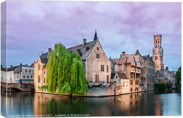 Bruges old town and Belfry tower Canvas Print by Maria Vonotna