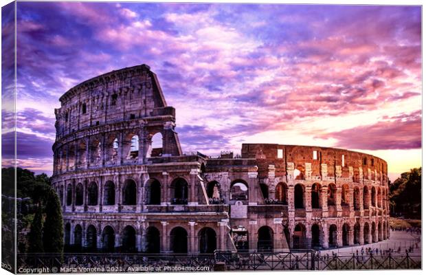 Colosseum at sunset  Canvas Print by Maria Vonotna